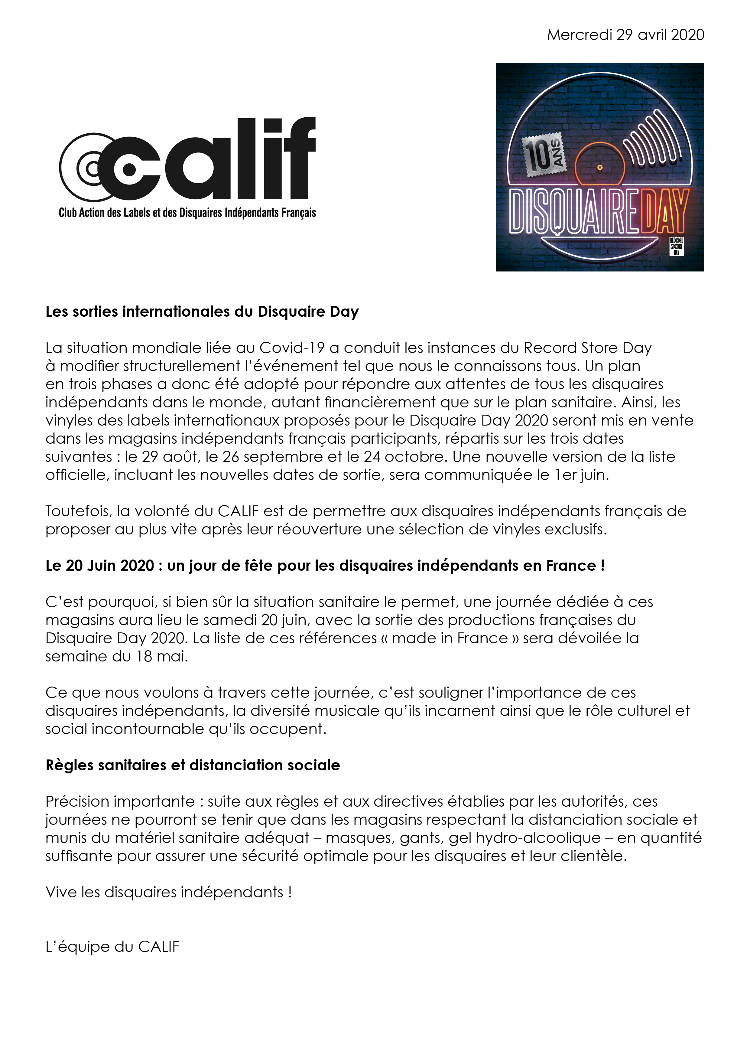 News – Disquaire Day – Record Store Day 2020