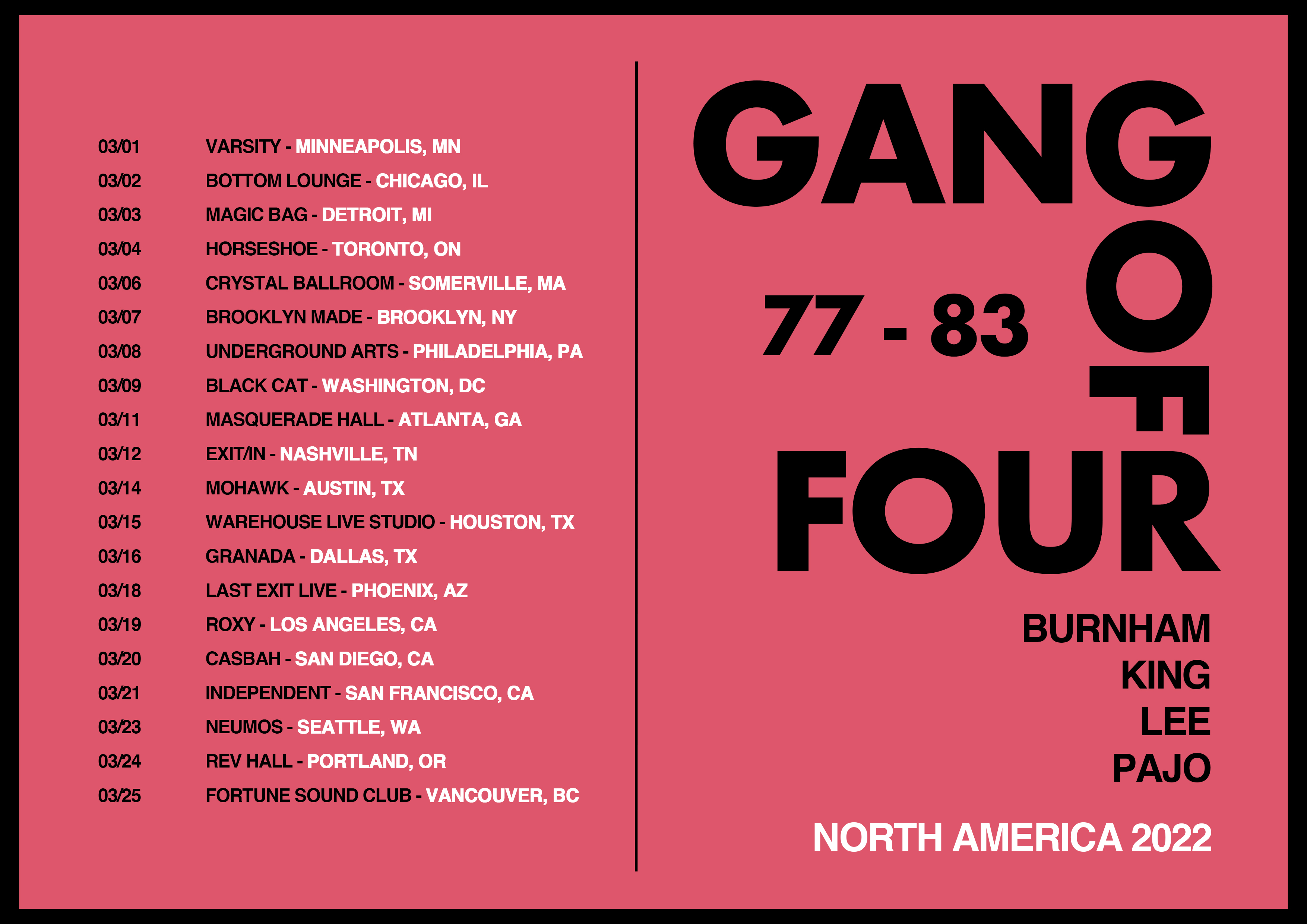 Post-punk shivers – Gang Of Four – 2022 North American tour